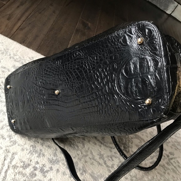 Brahmin Croc Embossed XL Travel Satchel Crossbody Bag - Picture 12 of 16